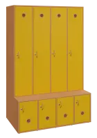 SSB - 180 - 120 šatní skříň s botníkem, 4-dvéřová, 1800x1200x400/600 mm, korpus buk royal, dvířka žl